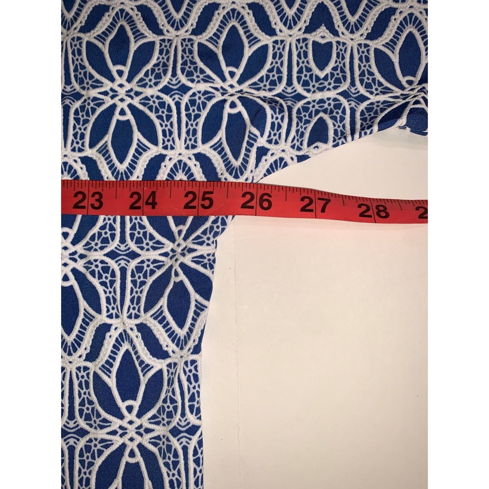 Ruby Rd Blue White Geometric Pattern Open Front 3… - image 8